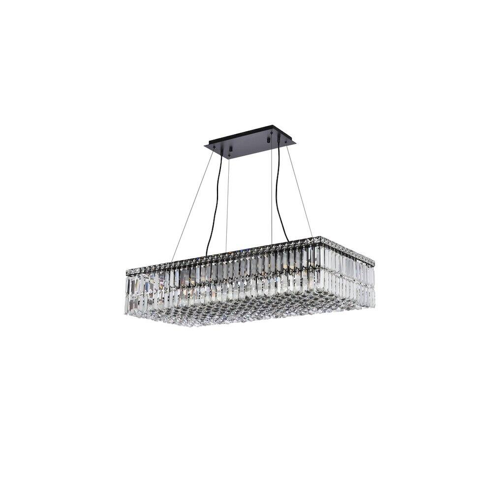 Angle. Elegant Lighting - Maxime 36 Inch Black Chandelier - Black And Clear.