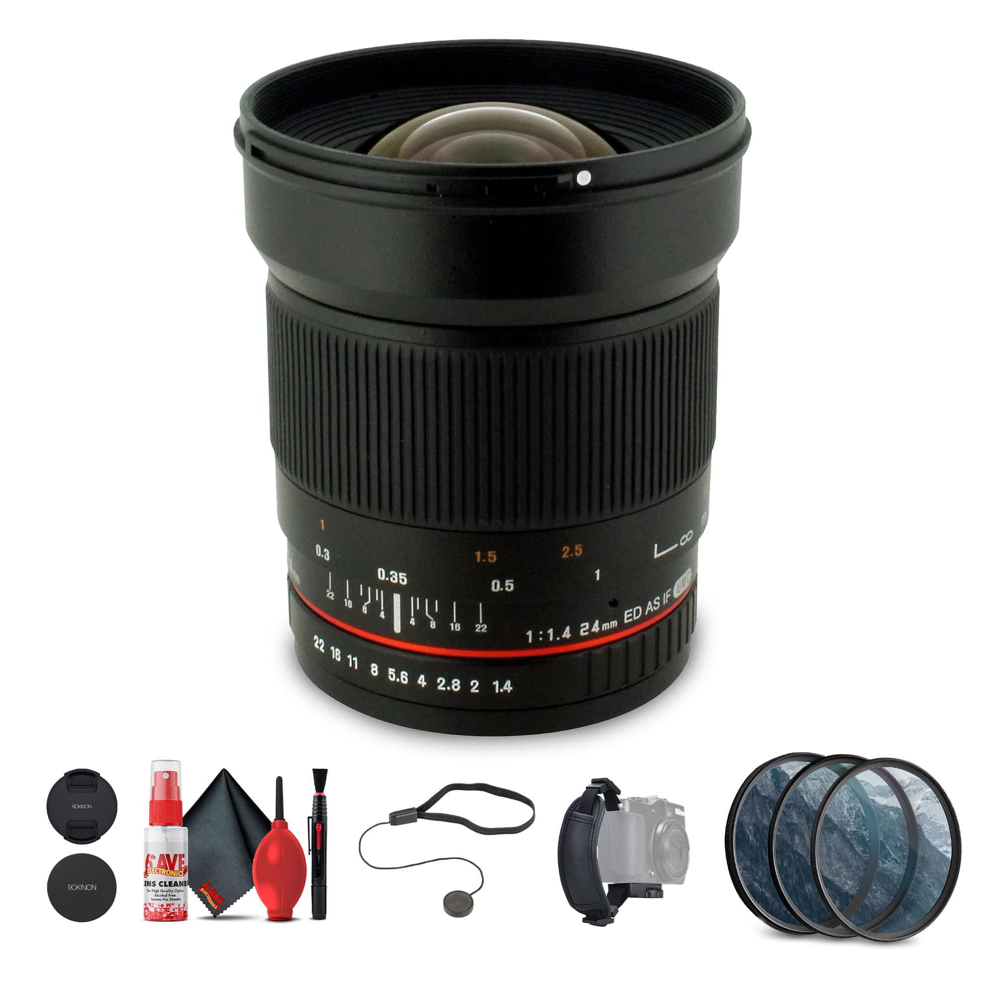 Rokinon - 24mm f/1.4 ED AS UMC Wide-Angle Lens for Sony Bundle - Black