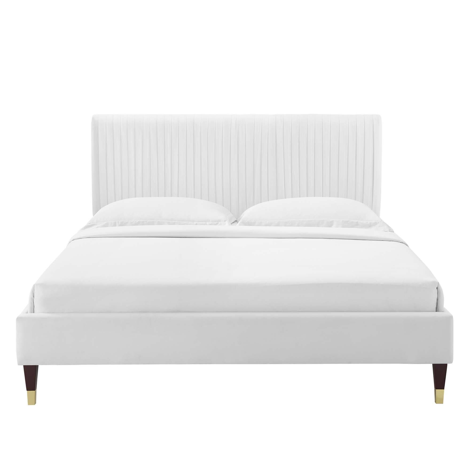 Alt View 7. Modway - Peyton Performance Velvet Queen Platform Bed - White.