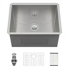 Lordear - 21x18 Inch Undermount Laundry Sink Under Mount 16 Gauge RV Single Bowl Kitchen Sink - Stainless Steel