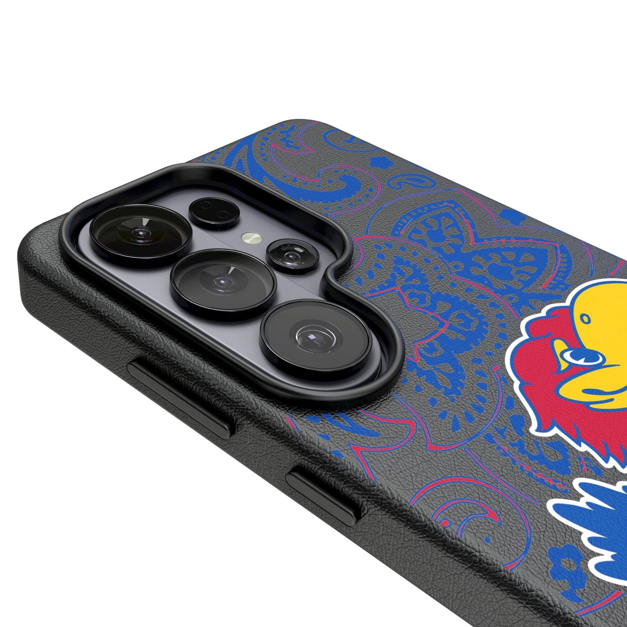 Alt View 2. Keyscaper - Kansas Jayhawks Paisley Galaxy Magnetic Bump Case - S25 Ultra - Black.