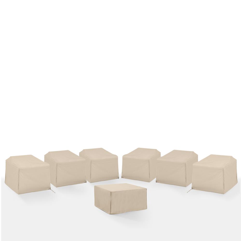 Alt View 2. Crosley Furniture - 7Pc Outdoor Sectional Furniture Cover Set - 6 Chairs & 1 Square Table/Ottoman - Tan.
