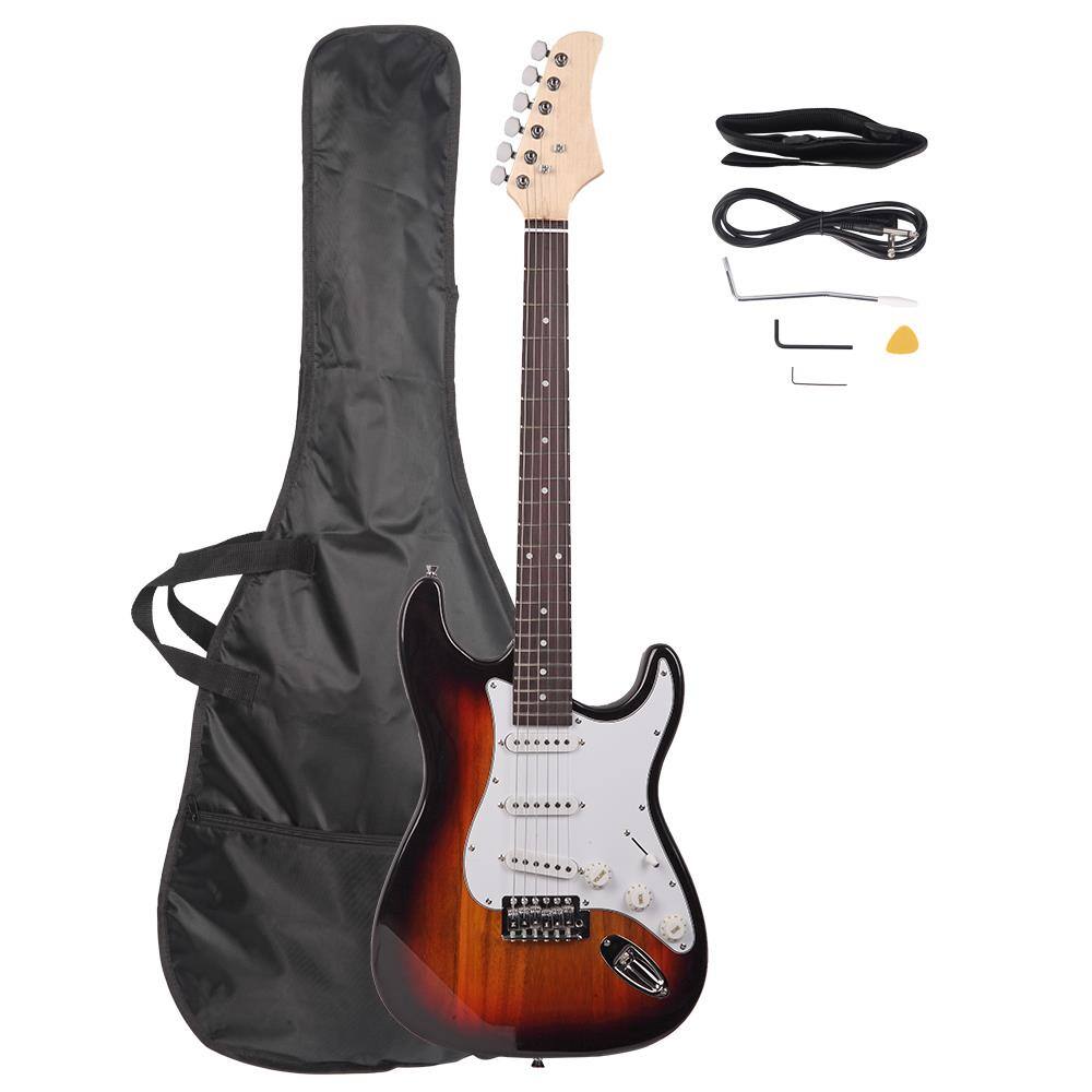 Front. Winado - Right Handed Electric Guitar Set w/Gig Bag Strap Cord for Beginner Sunset.