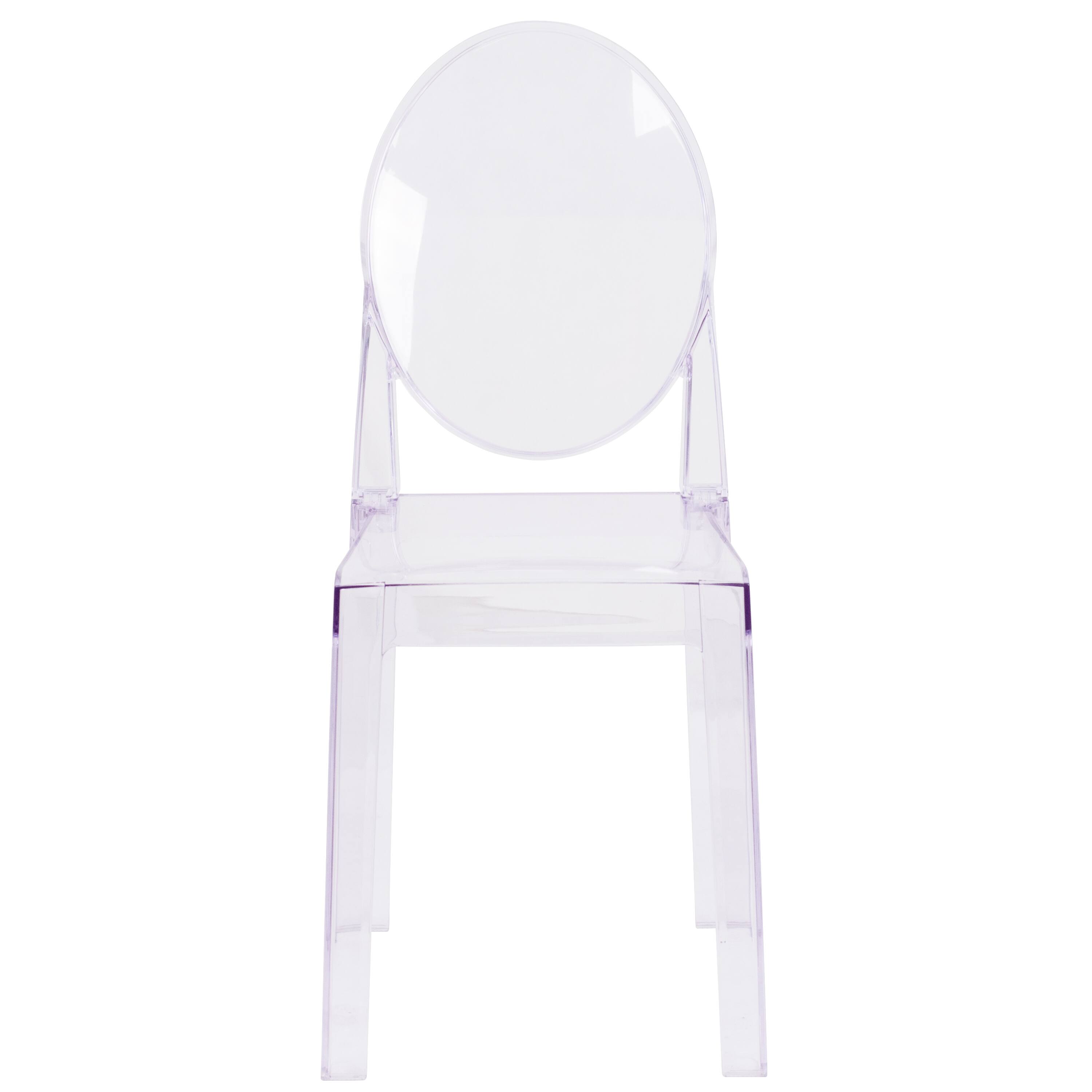Alt View 3. Emma + Oliver - 4 Pack Ghost Chair with Oval Back - Transparent Crystal.