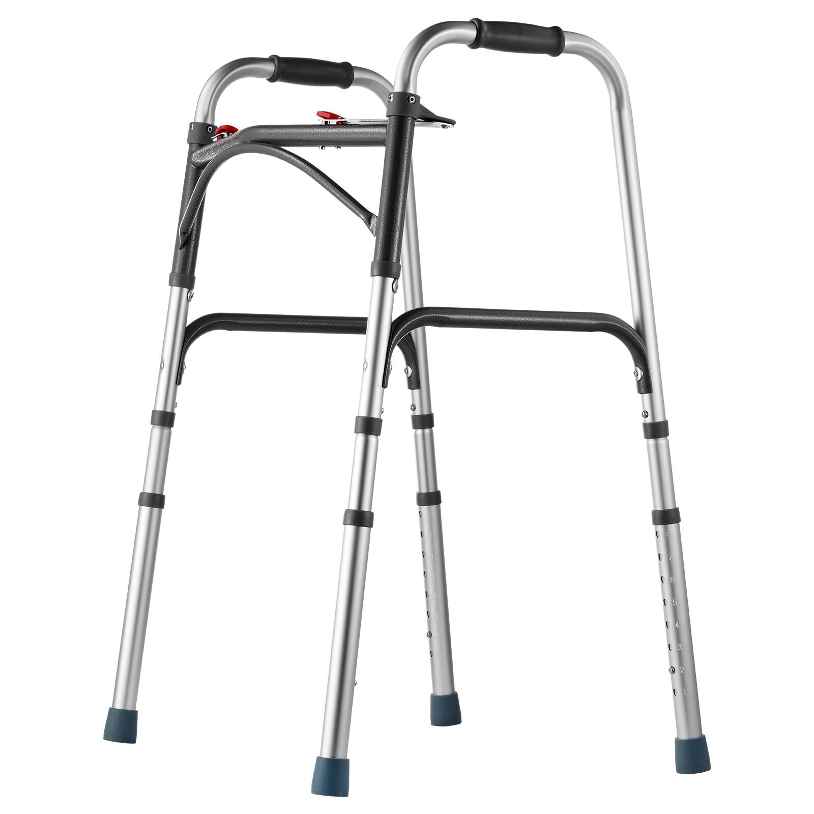 Alt View 5. VEVOR - Folding Walker, 2-Button Folding Walkers with 8-Level Adjustable Height and Durable Handles, Lightweight Aluminum - Silver.
