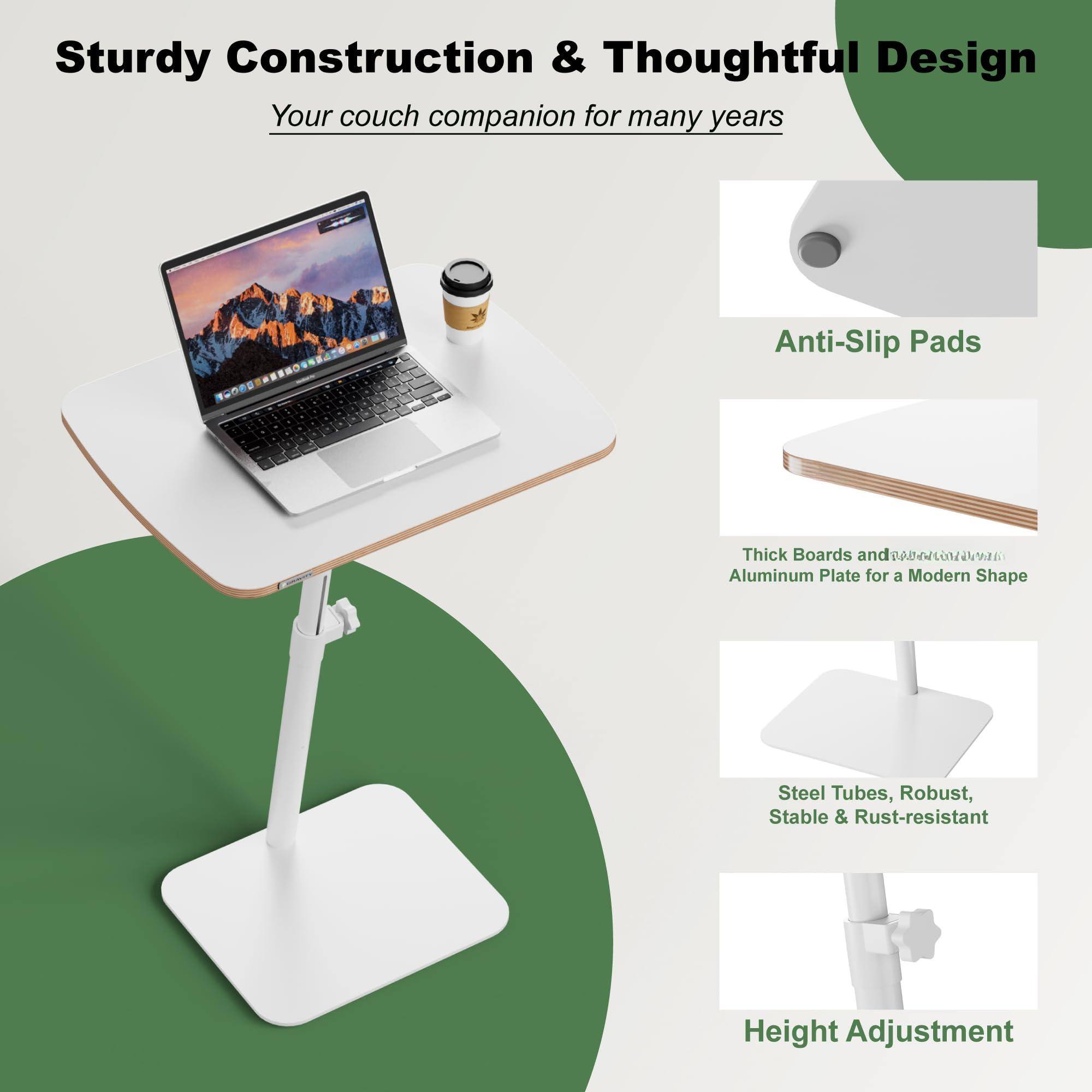 Sturdy Construction & Thoughtful Design  
Your couch companion for many years  

- Anti-Slip Pads  
- Thick Boards and Aluminum Plate for a Modern Shape  
- Steel Tubes, Robust, Stable & Rust-resistant  
- Height Adjustment