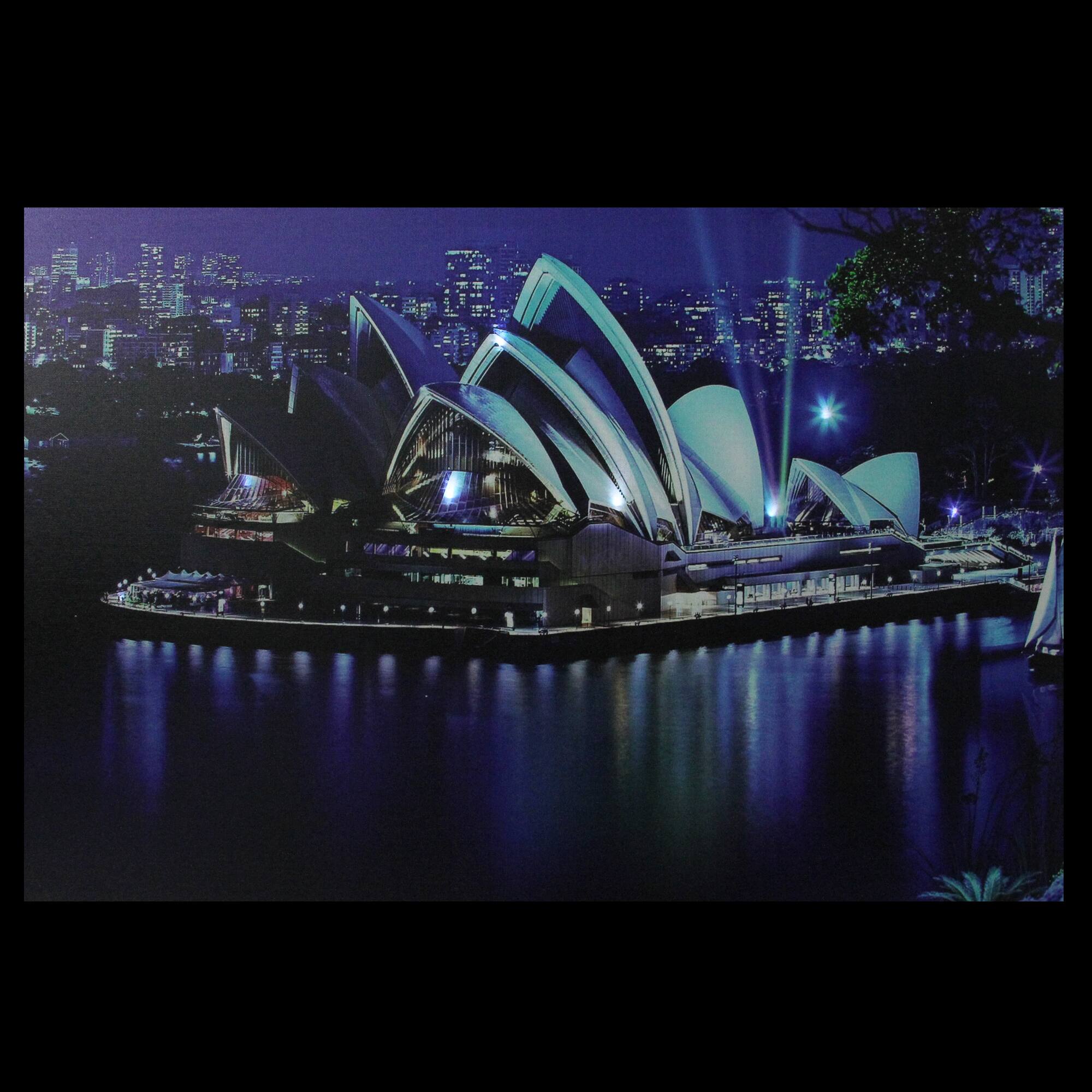 Alt View 1. Northlight - LED Lighted Famous Sydney Opera House Australia Canvas Wall Art - 15.75" x 23.5" - Blue.