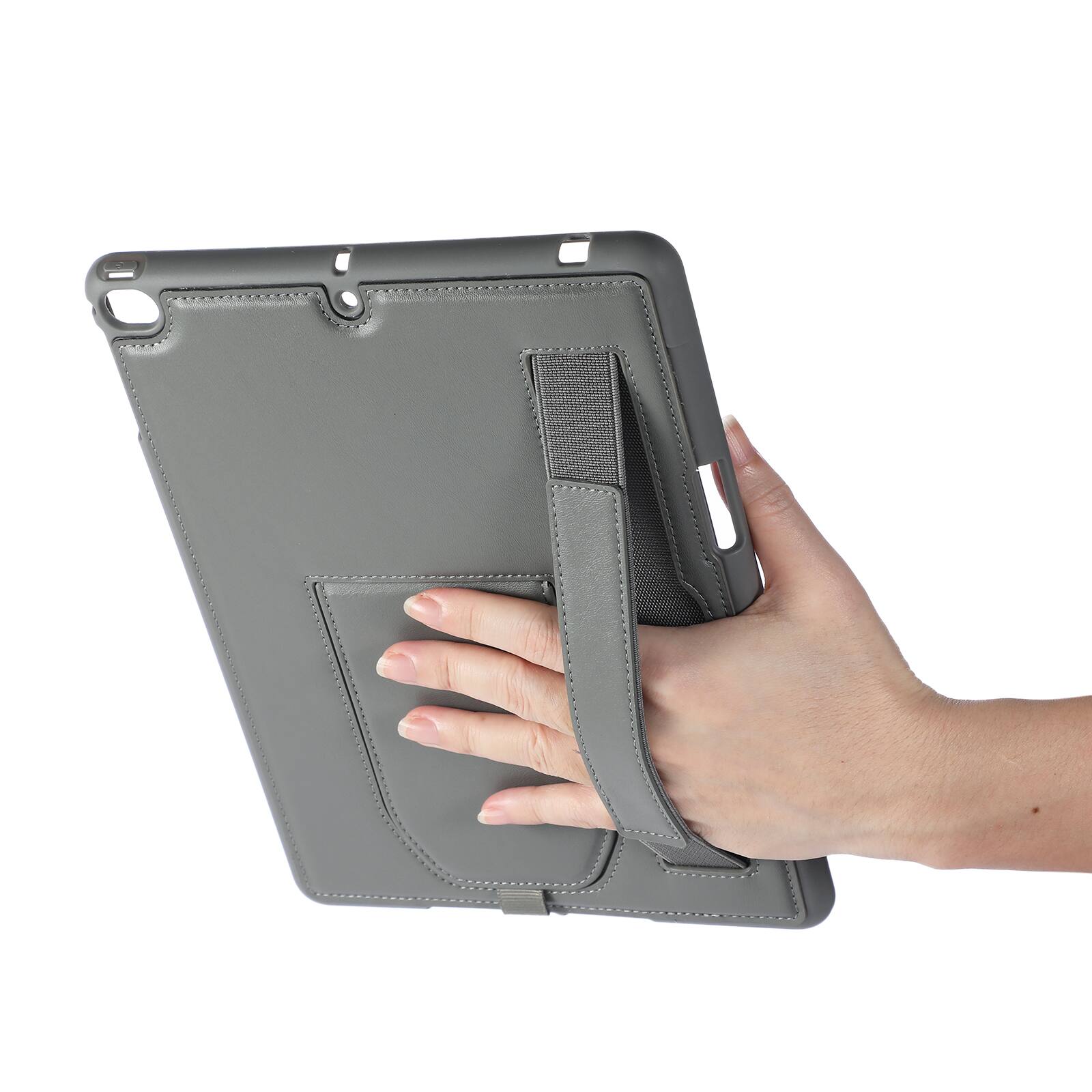 Alt View 2. Dteck - Shockproof Case for Apple iPad (6th Generation) 9.7" 2018 with Hand Strap and Kickstand, PU Leather TPU Protective Cover - Gary.