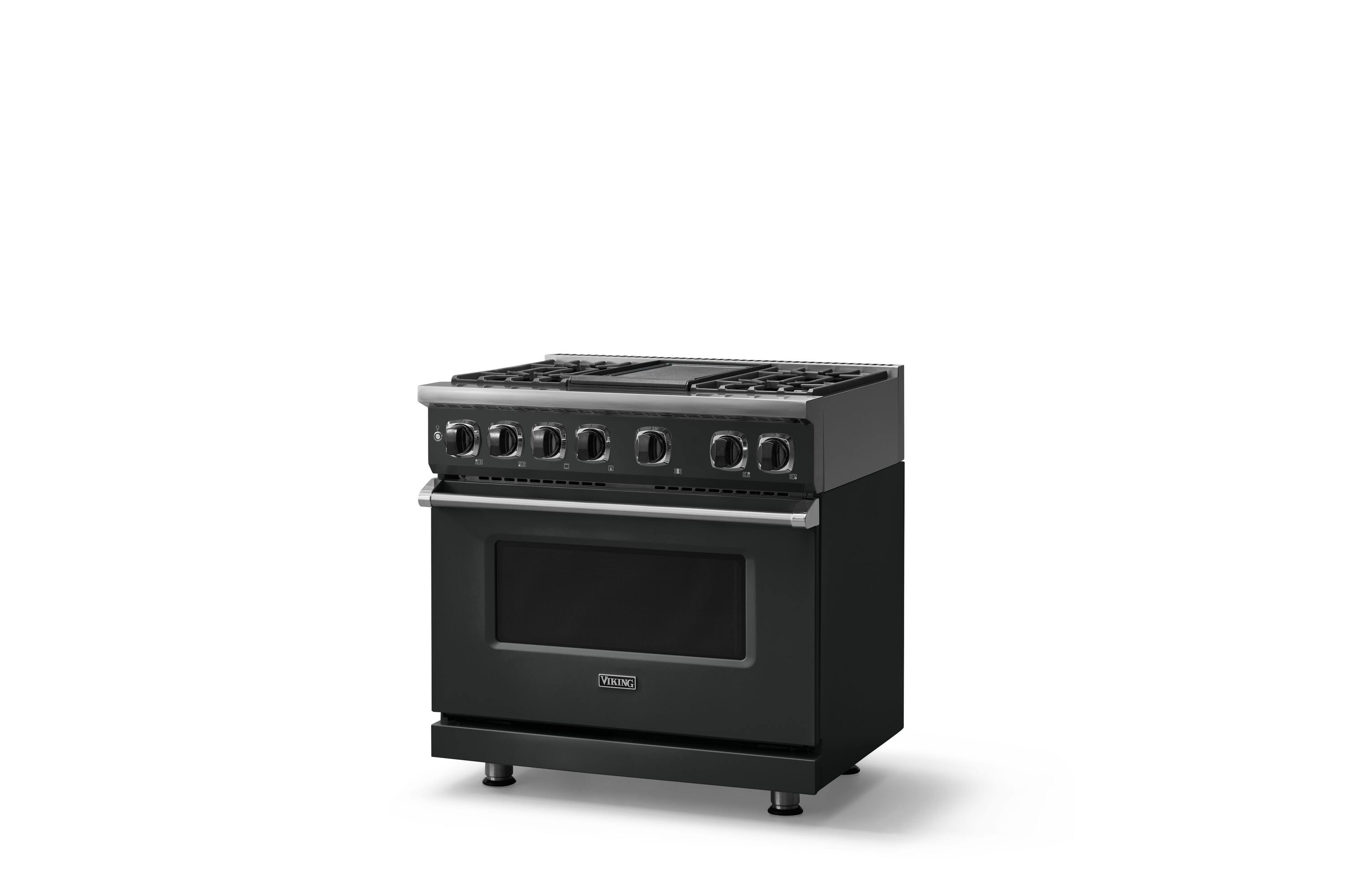 Angle. Viking - 36"W. 5.6 Cu. Ft. 7S Self-Clean LP Dual Fuel Range-Antique Bronze - Antique Bronze.