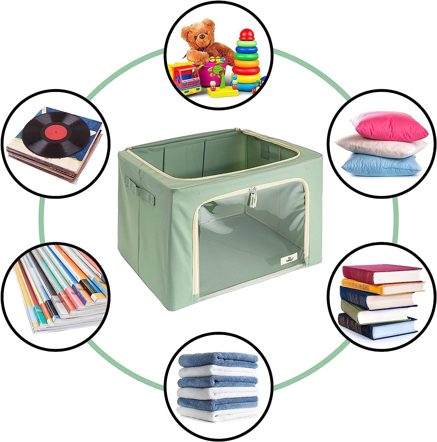 Alt View 4. Sorbus - Sorbus Storage Bins with Metal Frame, Stackable & Foldable Clothes Organizer Bags, Fabric Storage Containers - Tel.