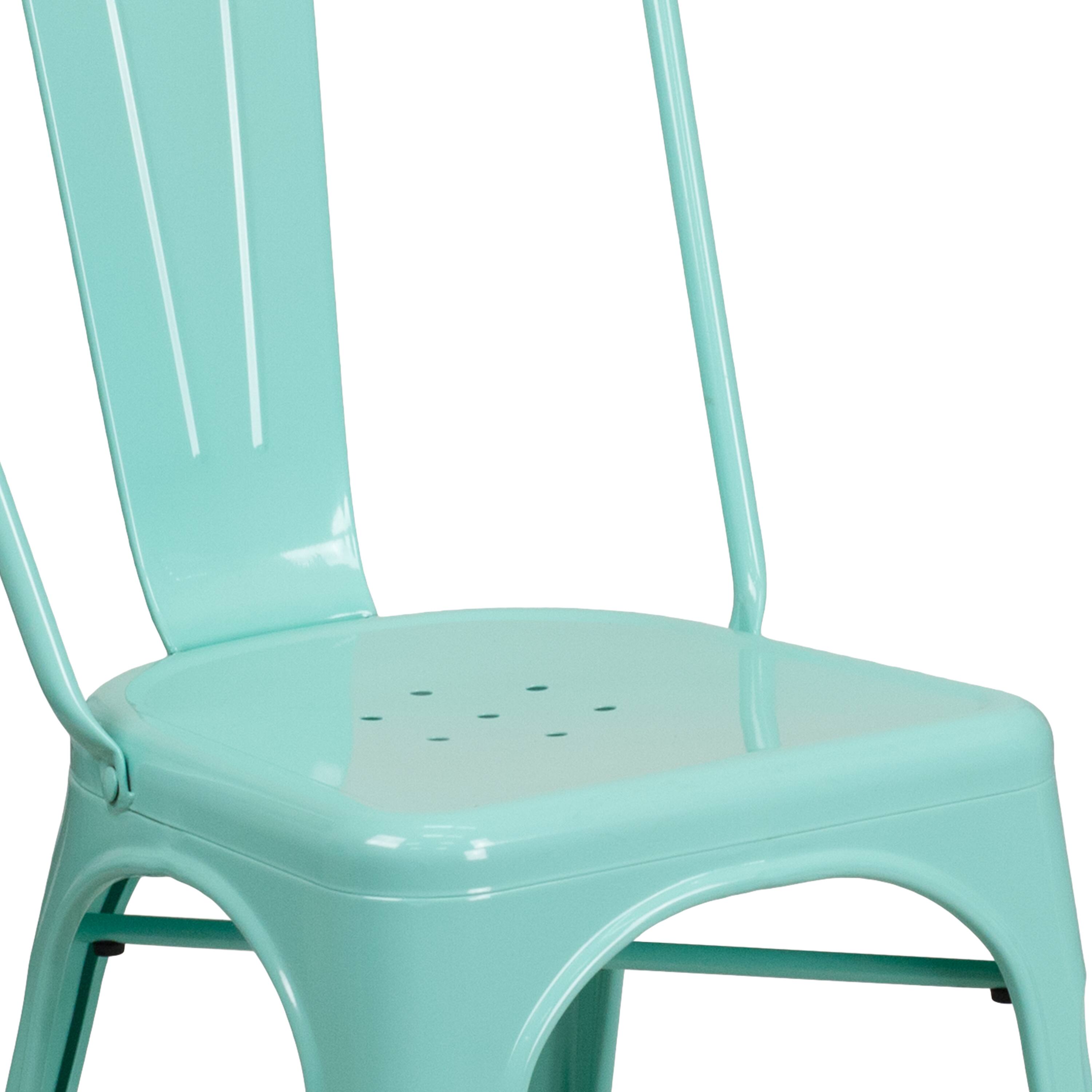 Alt View 10. Emma + Oliver - Commercial Grade 4 Pack Metal Indoor-Outdoor Stackable Chair - Mint Green.