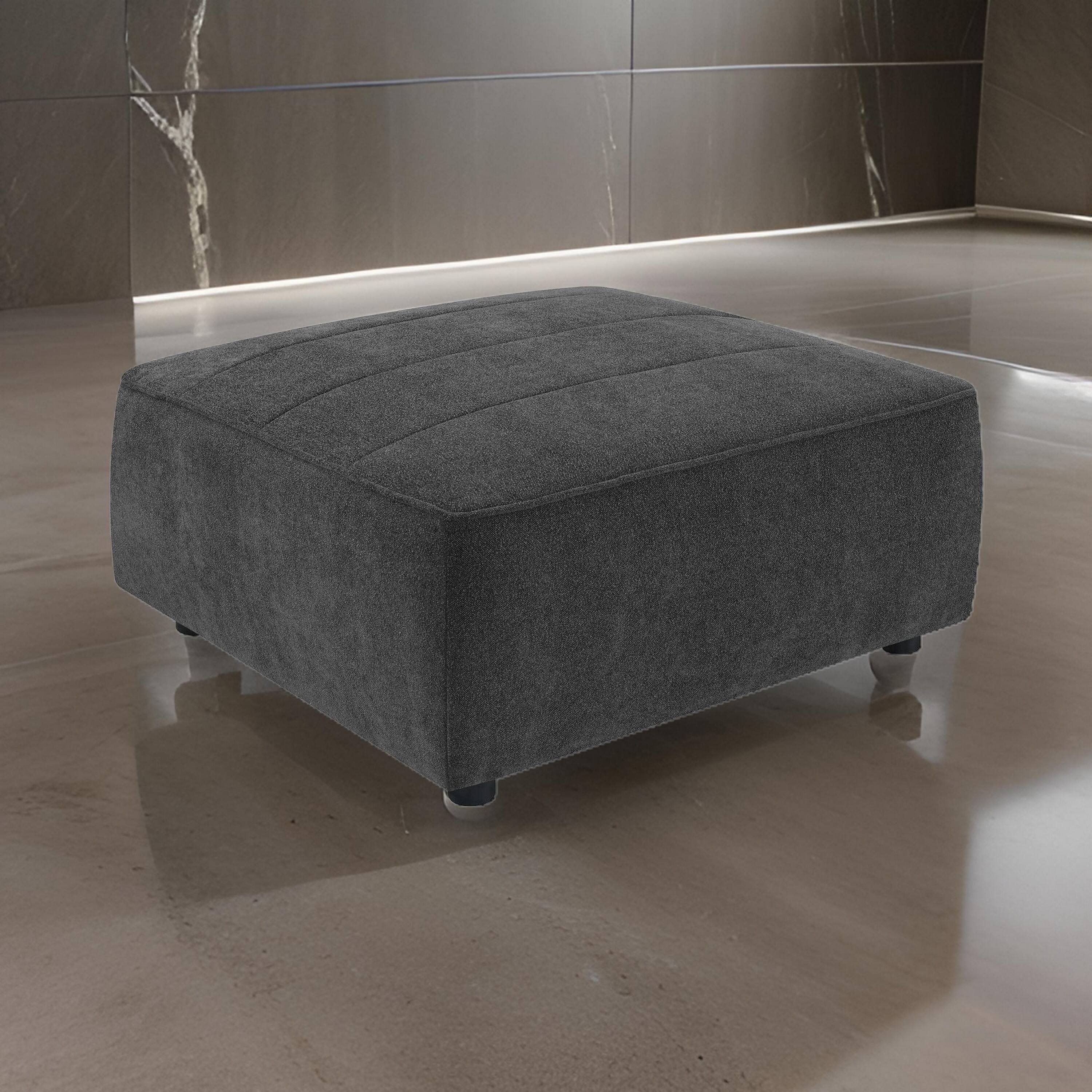 Alt View 5. Manhattan Lane - Suri 35 Inch Ottoman, Soft Boucle Fabric, Horizontal Stitching, Gray - Gray.
