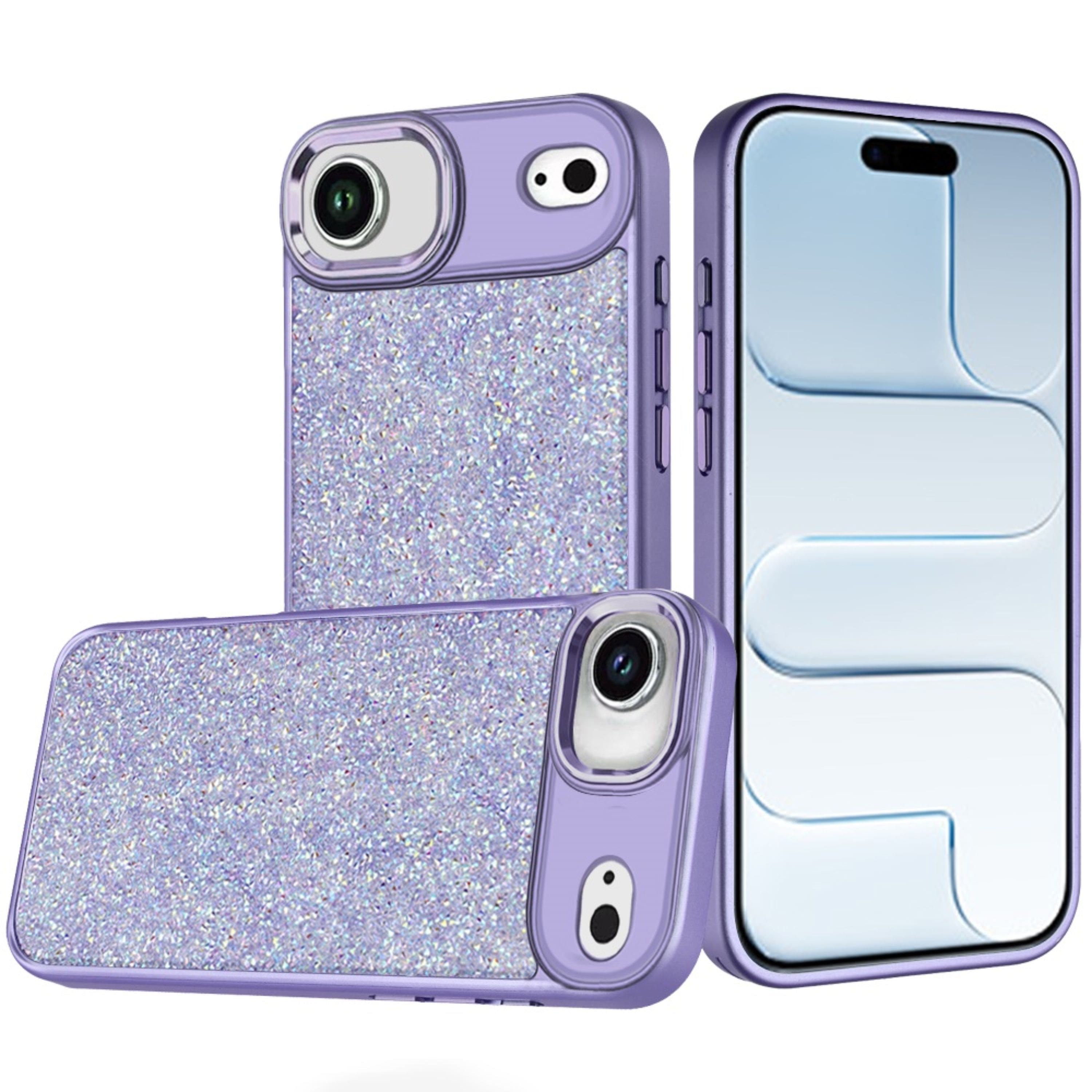 Kitcheniva - Full Crystal Bling Metallic Buttons Phone Case With Tempered Glass For iPhone Air - Dark Purple price history on PriceWatchPro