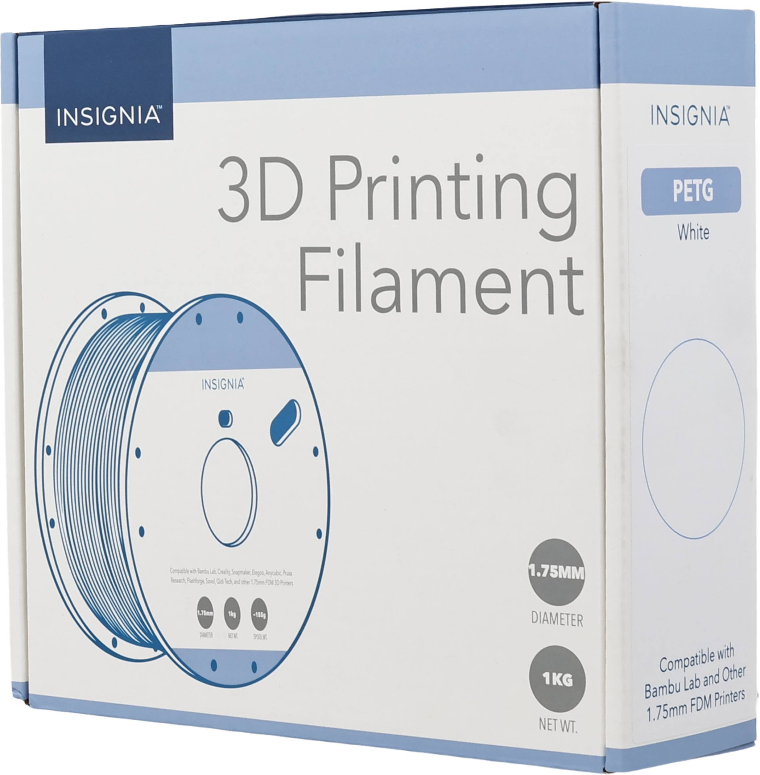 INSIGNIA 3D Printing PETG White Filament 1.75MM 1KG NET WT. Compatible with Bambu Lab and Other 1.75mm FDM Printers