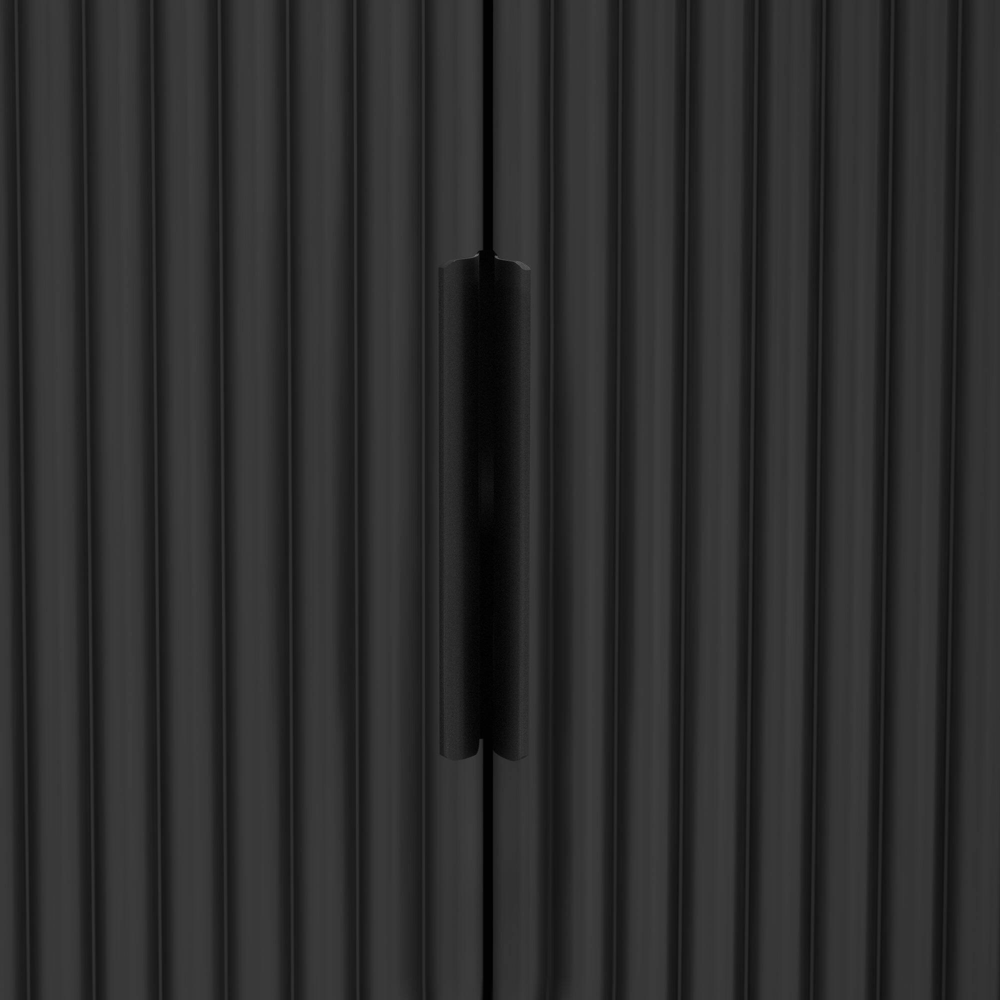 Alt View 5. Boyel Living - Modern Vertical Stripe Storage Cabinet with Metal Handles - Black.
