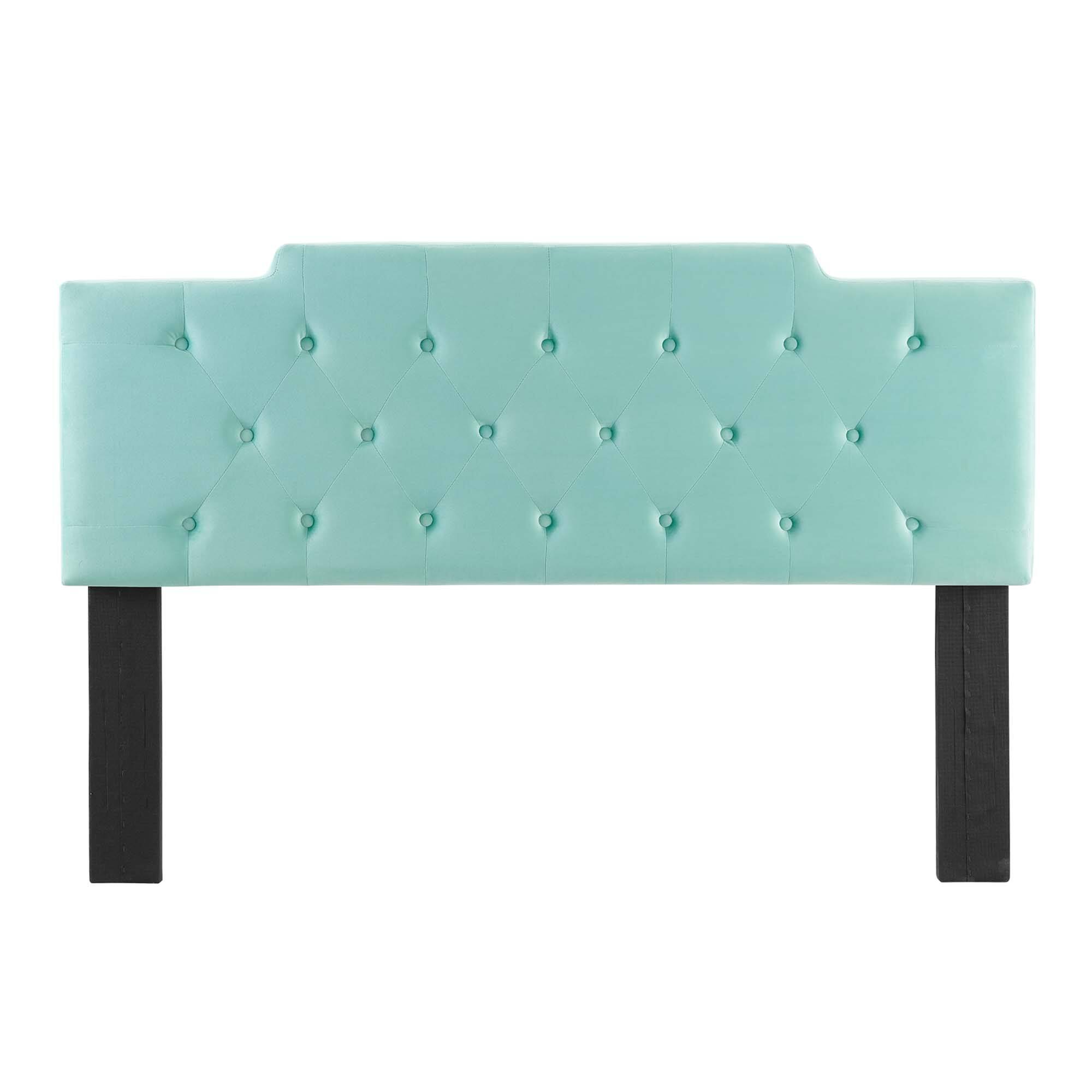 Left. Modway - Juliet Tufted Performance Velvet King/California King Headboard by Modway - Mint.