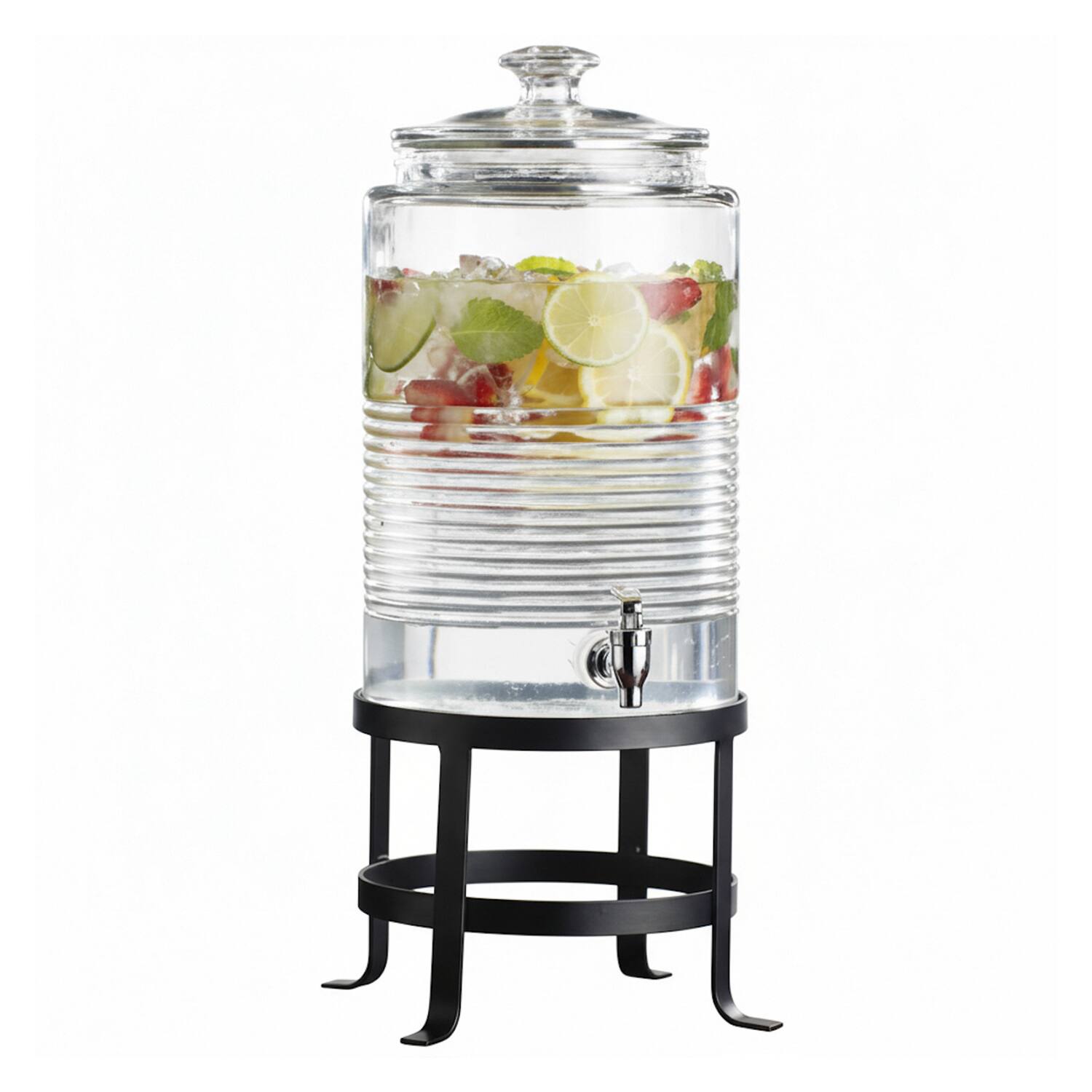Front. Style Setter - Breton Glass Beverage Dispenser 1.9 Gal - Clear.