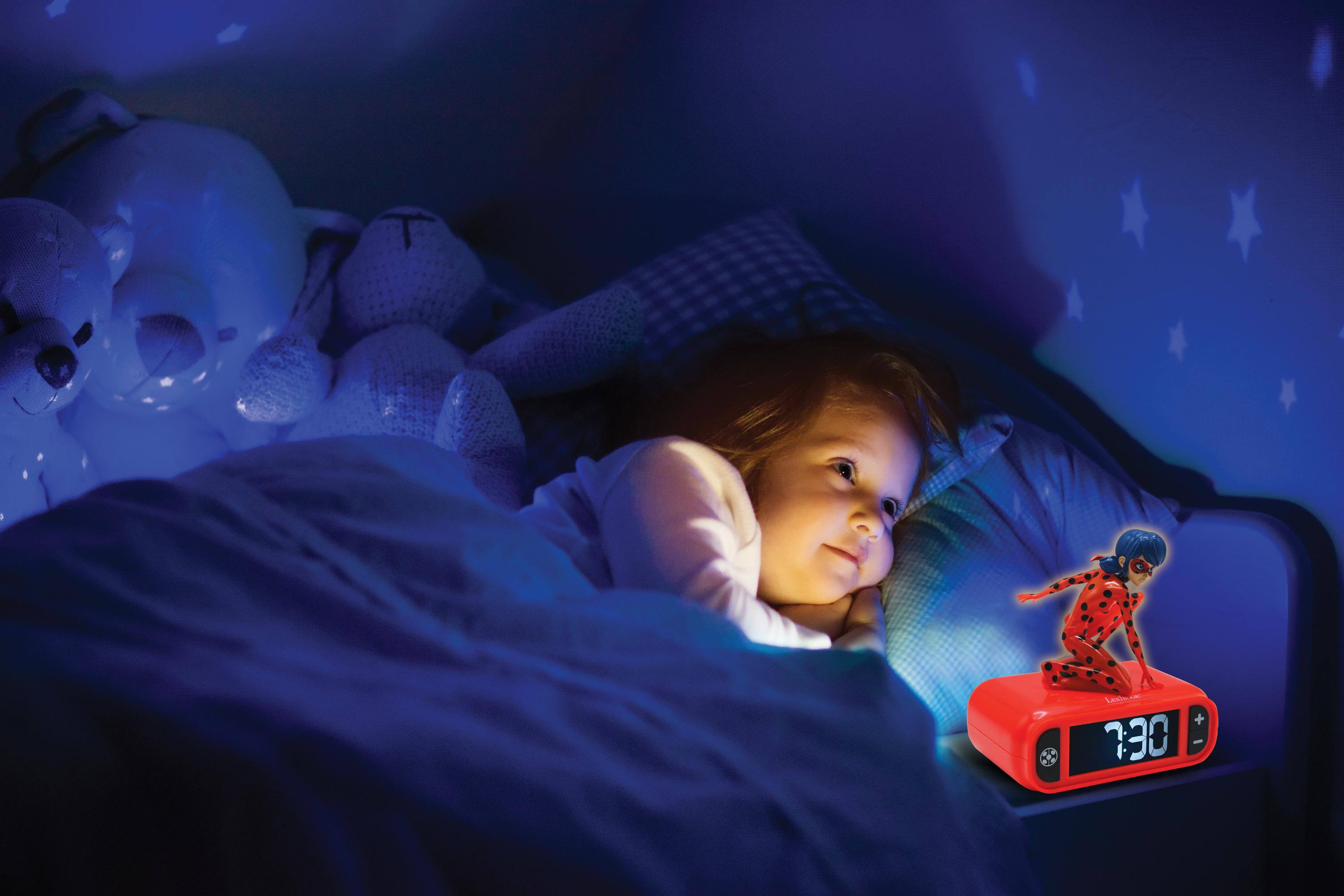 Alt View 3. Lexibook - Miraculous Light Character Radio Alarm Clock - RED.