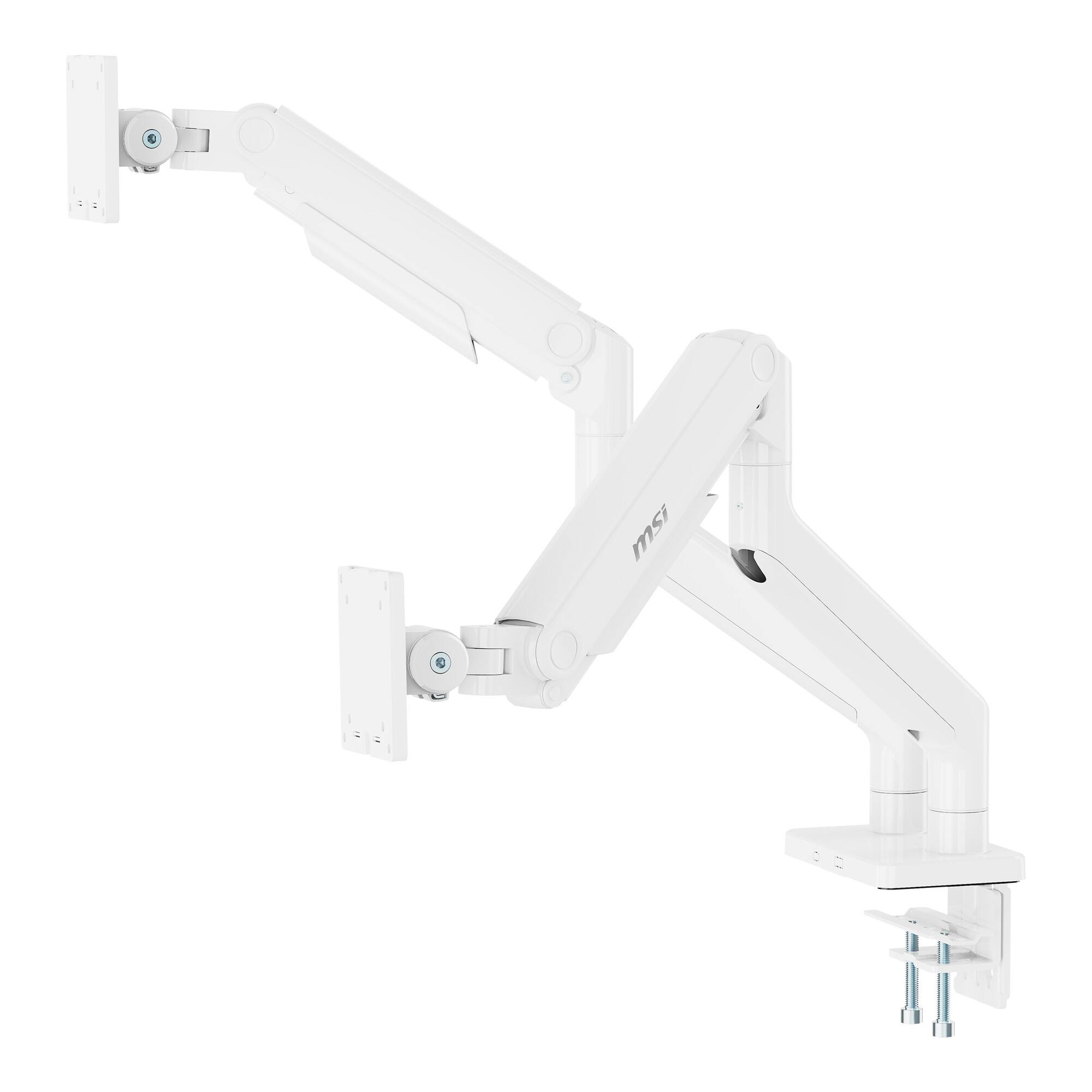Alt View 7. MSI - MAG MT201DW Dual Monitor Arm – Adjustable Desk Mount, VESA Compatible, 17–45in, 44 lbs Capacity, Clamp & Grommet - Matte White.