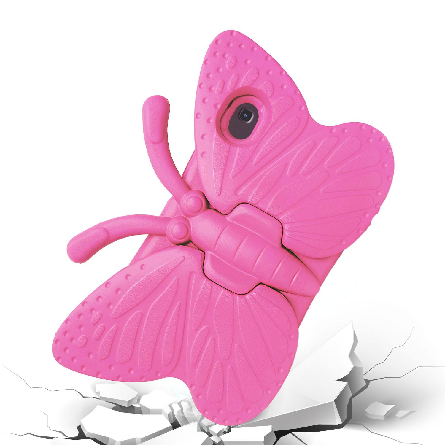 Angle. Dteck - For Samsung Galaxy Tab A9 2023 8.7-inch Kid Case Butterfly Kickstand Light EVA Full Body Drop Protective Cover - Rose.