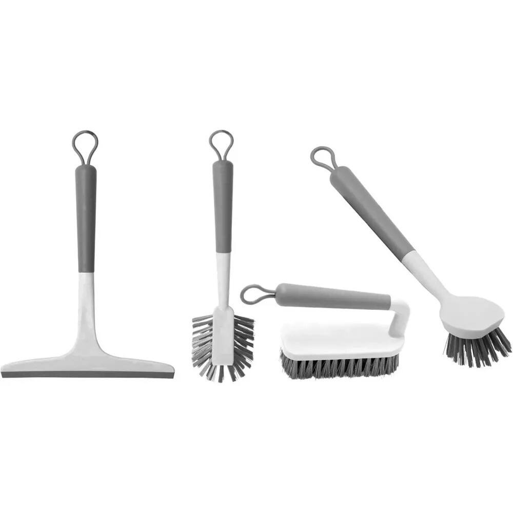 Alt View 8. OU - OU 8-Piece Home Cleaning Tools Set – Silicone Squeegee, Scrub Brushes, Organizer Caddy & More.