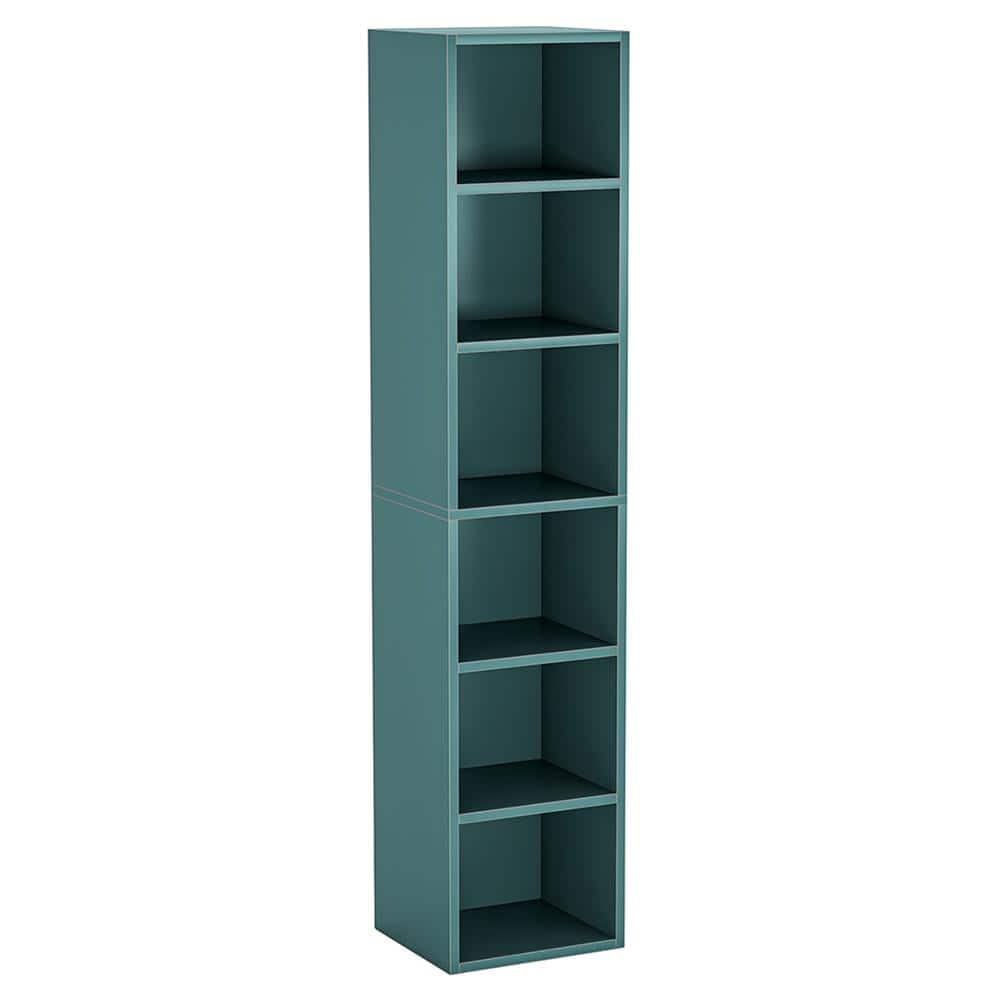 Kadyn - Bookshelf, Storage Shelf, Bookcase,70.9" Corner Bookcase, Modern 6-Tier Narrow Cube Display Shelves - Blue
