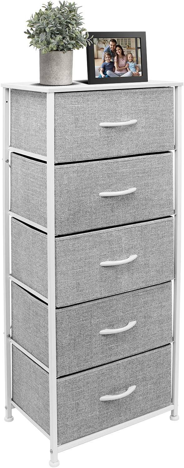 Back. Sorbus - Sorbus Nightstand with 5 Drawers, Tall Storage Dresser Tower Organizer for Bedroom, Hallway, Closet, College Dorm - White.
