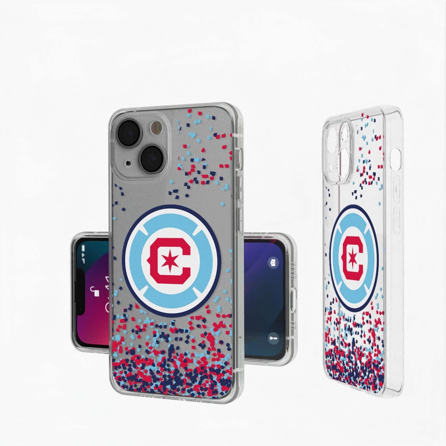 Keyscaper - MLS - Chicago Fire iPhone Confetti Design Clear Case - 12/12 Pro - Multicolor