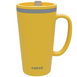 Copco - Insulated Travel Mug with Handle, 16 oz -Double Wall, Twist-Off Lid & Slide Closure - Mustard