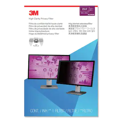 3M High Clarity Privacy Filter
- Filtre de confidentialité haute clarté
- Filtro de privacidad de alta claridad
- Filtro de privacidade de alta claridade
- Hoher klarsichtschutz
- Hoge duidelijkheid privacy filter
- 高清度隱私過濾器
- 高清度隱私過濾器
- 高清度隱私過濾器
23.0" 11.3" 28.7" 201mm x 51.0mm HC230W9B
CONT. / INH.:** 1 FILTER / FILTRE / **FILTRO