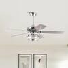 Front. Parrot Uncle - 52" Modern Chrome Downrod Mount Dimmable LED Ceiling Fan with Remote and Reversible Blades - Chrome.
