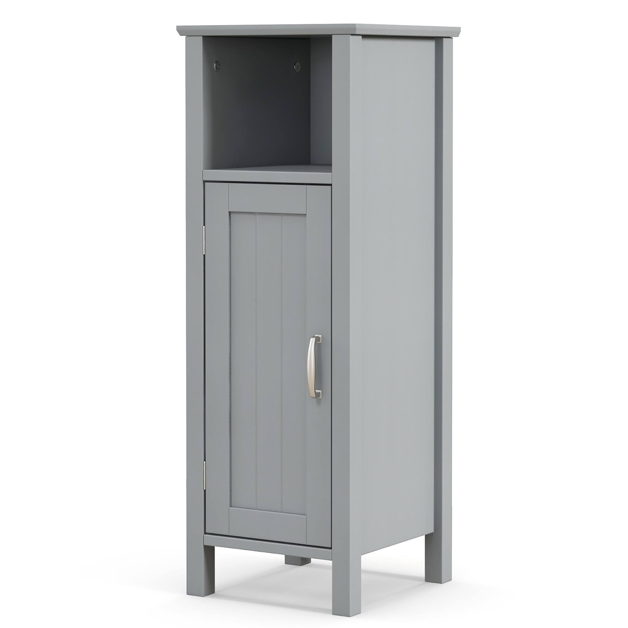 Alt View 9. Gymax - Gymax Bathroom Storage Organizer Narrow Floor Cabinet w/ 2-Tier Cabinet Open Compartment Gray - Grey.