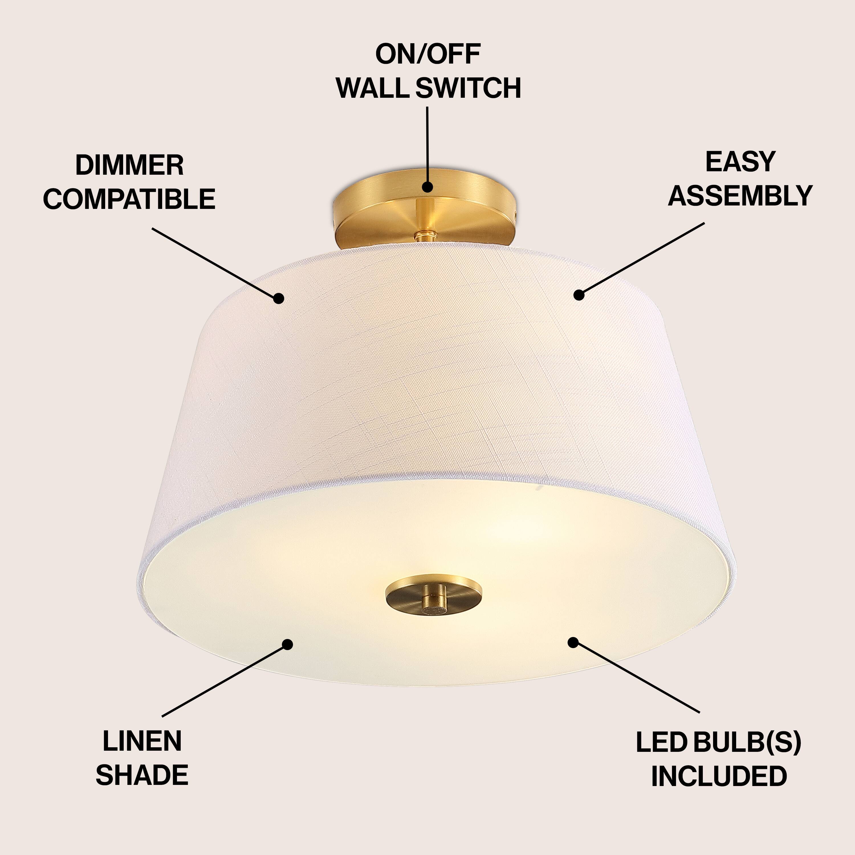ON/OFF WALL SWITCH  
DIMMER COMPATIBLE  
EASY ASSEMBLY  
LINEN SHADE  
LED BULB(S) INCLUDED