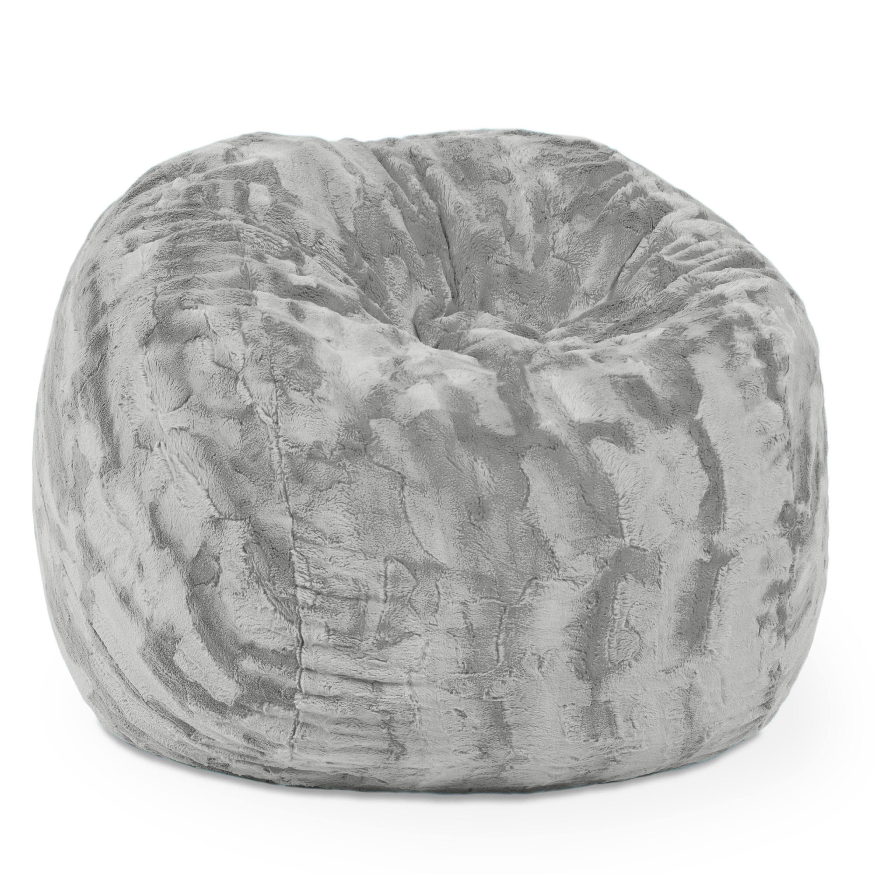 Angle. Jaxx - Jaxx Saxx 3 Foot Bean Bag Chair - Faux Fur - Fun Colors, Silver - Silver.
