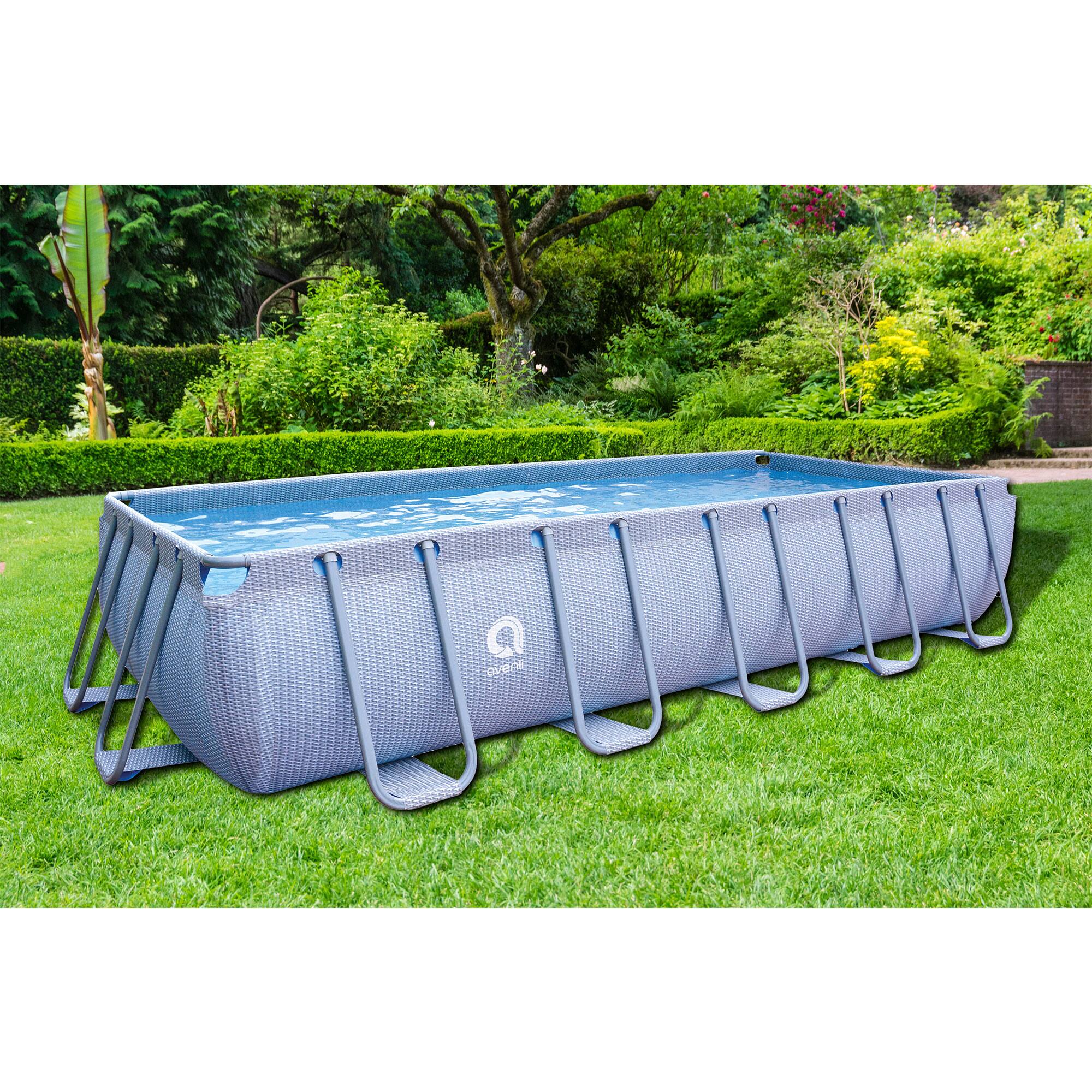 Alt View 3. Jleisure - jLeisure Avenli 18 Foot x 39.5 Inch U Frame Rectangle Above Ground Swimming Pool - Rattan Blue.