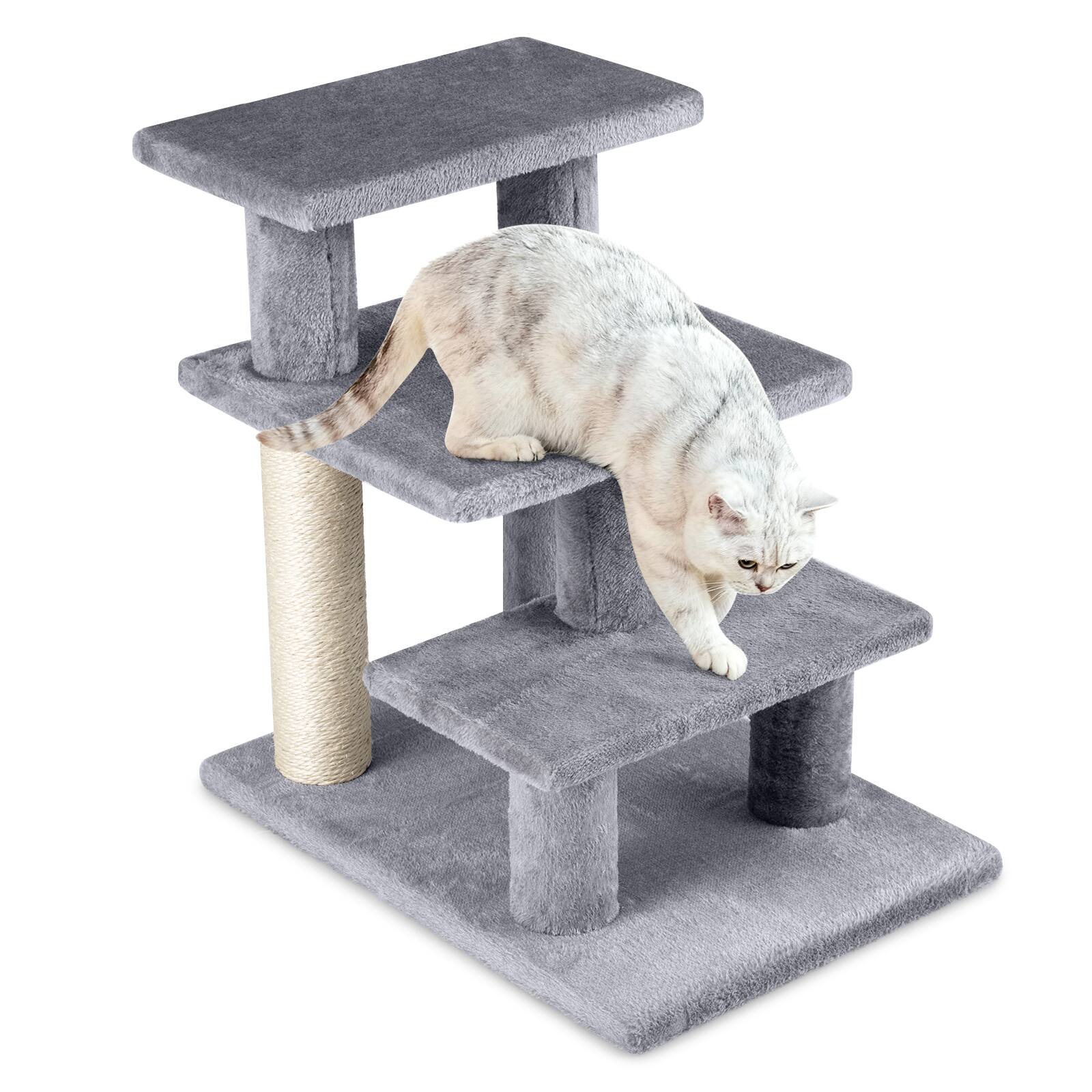 Gymax - 2-in-1 Cat Tree Tower Pet Steps w/ Scratching Posts Hanging Toy Ball Perch - GYM19079