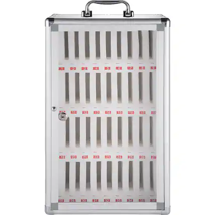 Front. Forest'nSky - Secure Phone Storage Cabinet - 36-Slot Locking Organizer, Wall Mount for Schools, Offices & Gyms - Silver.