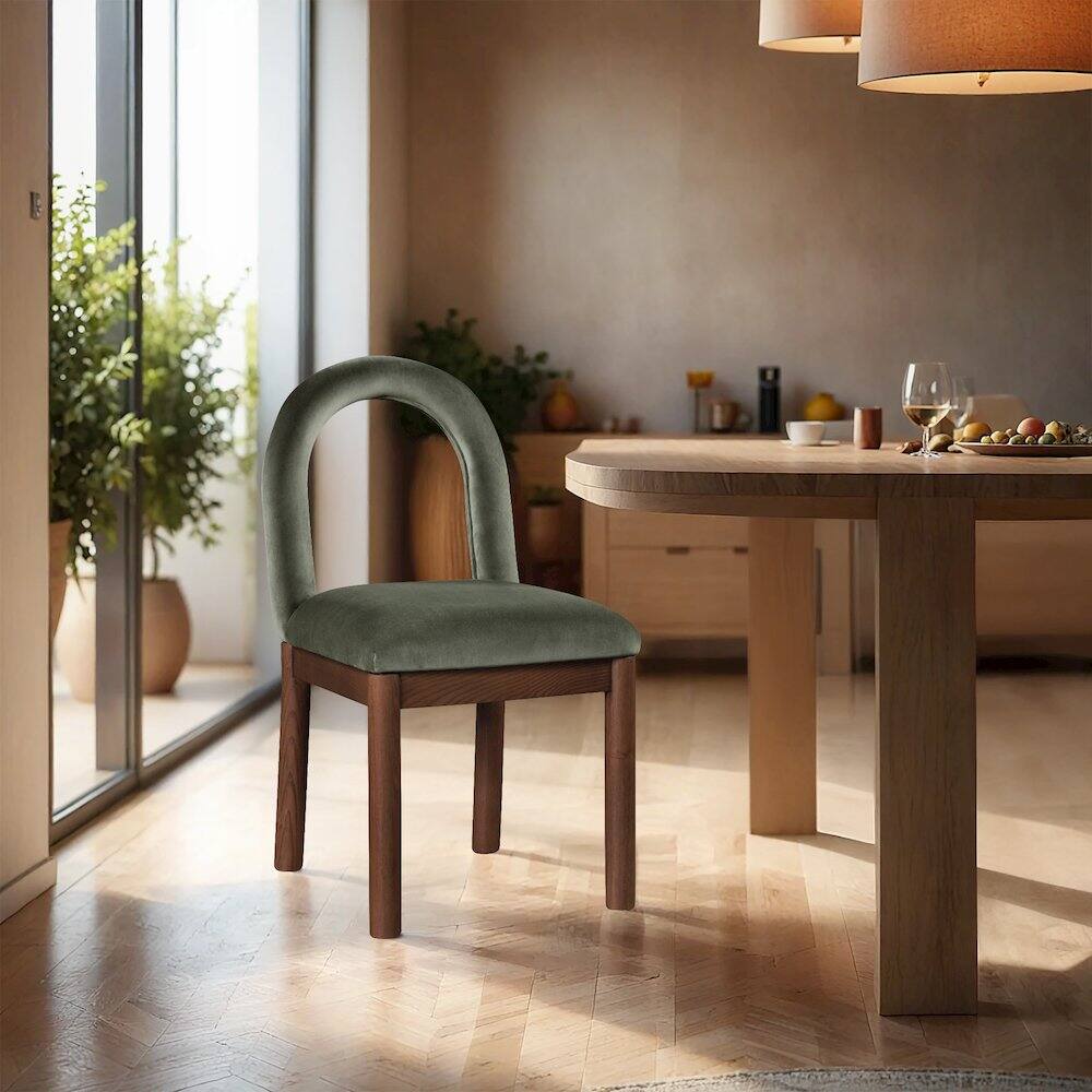 Alt View 1. Meridian Furniture - Conrad Green Velvet Dining Chair - Green.