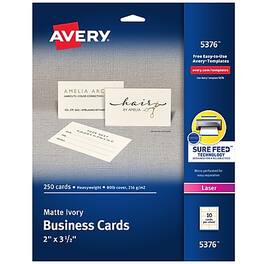 Avery - Microperforated Business Cards, 2" x 3 1/2", Matte 250 Per Pack - Ivory