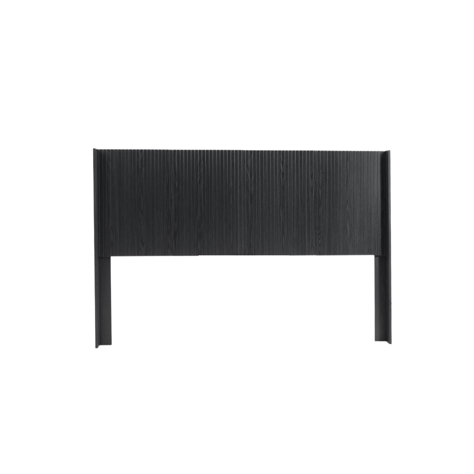 Alt View 4. GOODSILO - Queen Size Wood Headboard - 64.4"" Wide, Modern Farmhouse Style, Fluted Panel Design - Black Woodgrain.