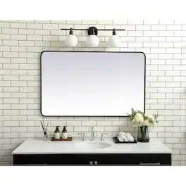 Elegant Decor - Soft corner metal rectangular mirror 30x48 inch - Black