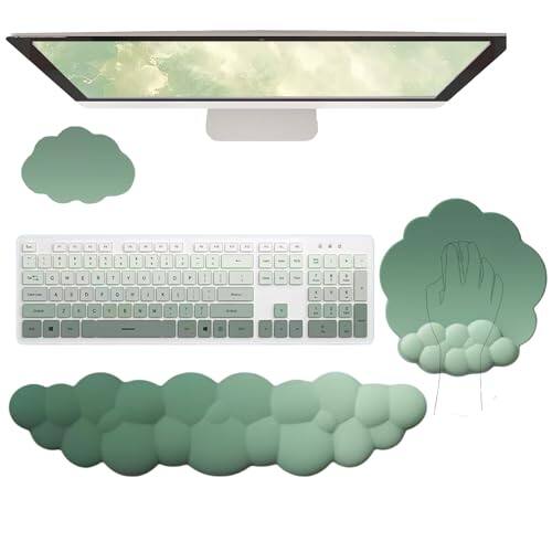 Cozy Serene - Cloud Wrist Rest Galaxy Mouse Pad With Space Memory Foam Non-slip Support For Computer Laptop Gaming Home Office Typing - Silk Gradient Green