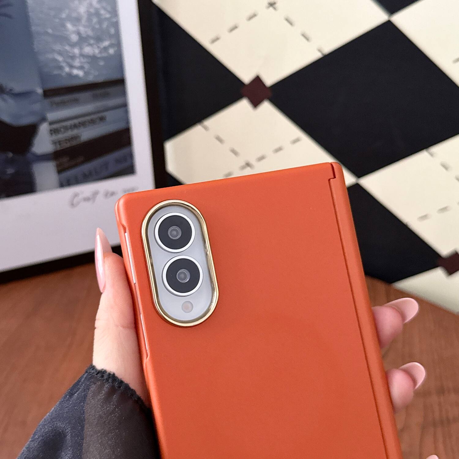 Left. Dteck - for Samsung Galaxy Z Fold8 Rugged Hinge Protection Case with Tempered Glass Film,Shockproof Matte Slim Mag Safe Cover - Orange.
