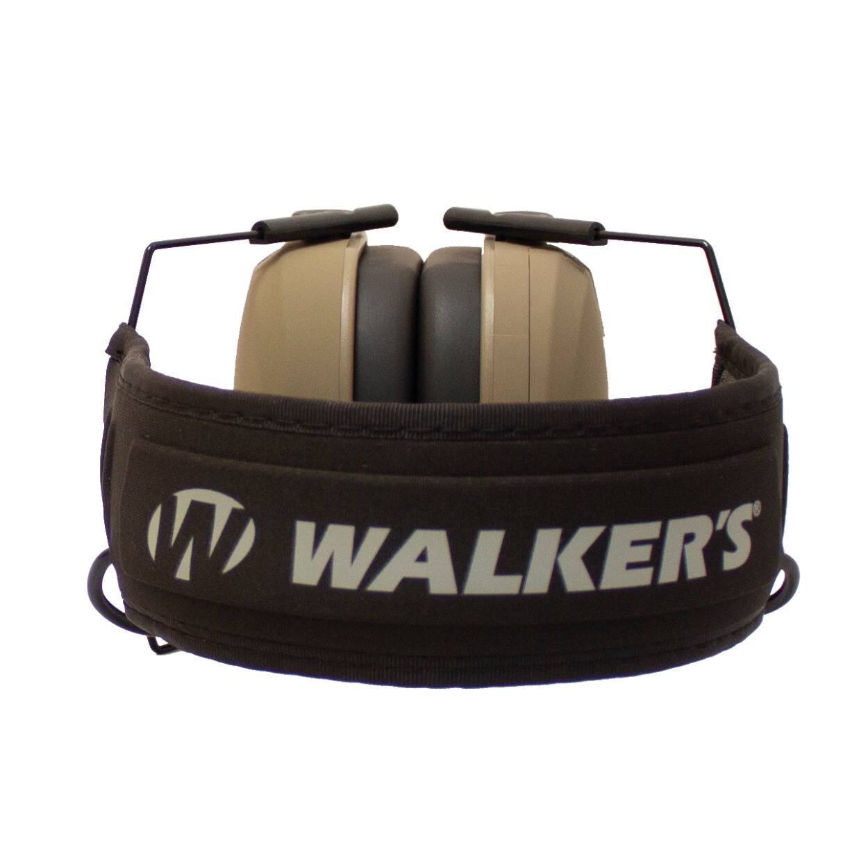 Left. WAO - Walker's Razor Slim Electronic Shooting Hearing Protection Muff, Distressed Flag -  Distressed Flag.