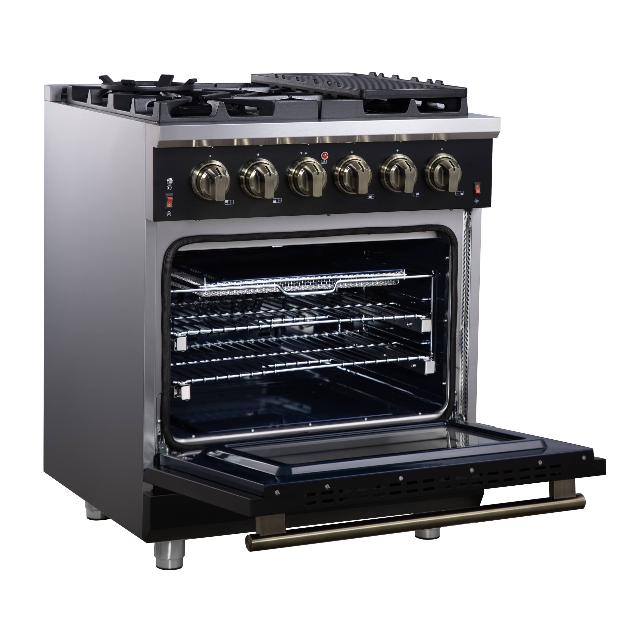 Alt View 10. Forno Appliances - Massimo 4.32 Cu. Ft. Freestanding Gas Convection Range with Air Fryer Kit, Wok Support & Griddle - Black.