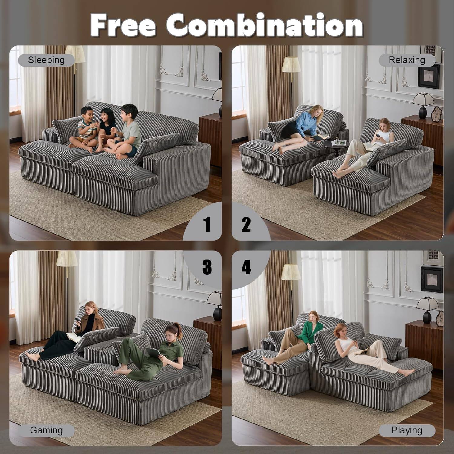 Free Combination

1. Sleeping
2. Relaxing
3. Gaming
4. Playing