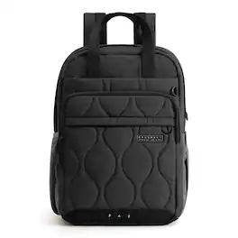 Bagsmart - Paz 28L Quilted Travel Backpack Water-Repellent Daypack with 15.6 Inch Laptop Compartment for Work School - Black