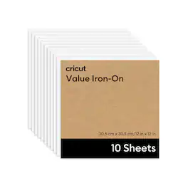 Cricut - Value Iron-on Heat Transfer Vinyl Sheets - 12 in x 12 in, 10 ct - White