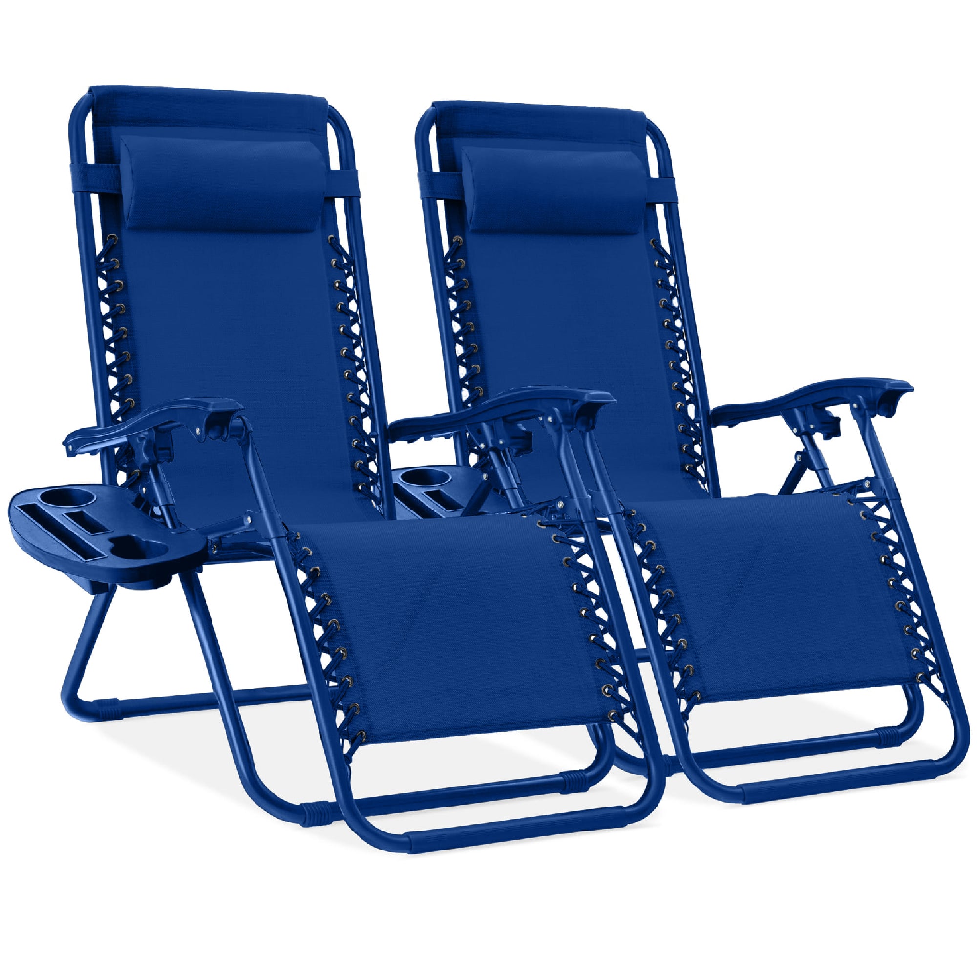 Front. Best Choice Products - Best Choice Products Set of 2 Zero Gravity Lounge Chair Recliners for Patio, Pool w/ Cup Holder Tray - Marine - Marine.
