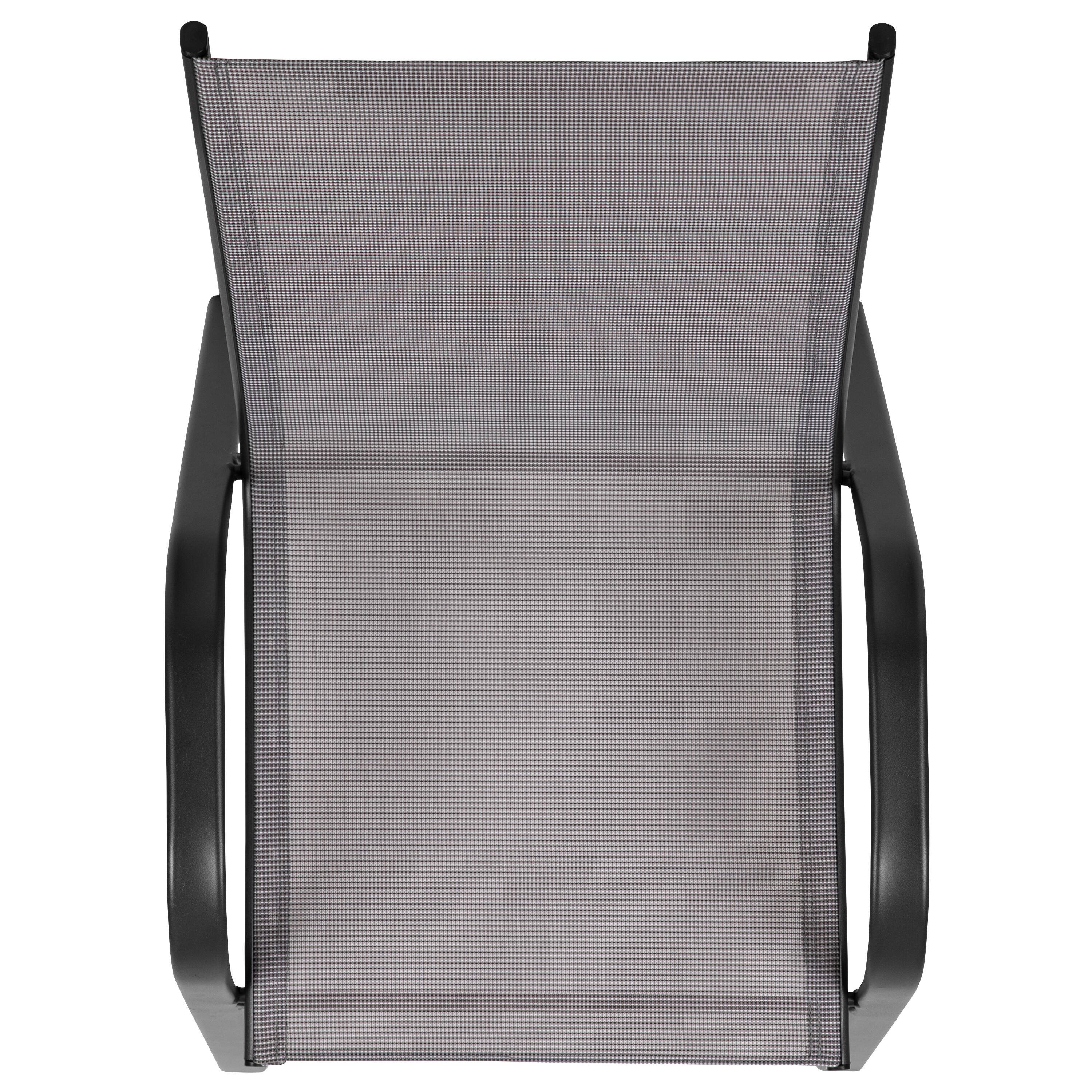 Alt View 9. Emma + Oliver - 5 Pack. Outdoor Stack Chair with Flex Comfort Material and Metal Frame - Gray.